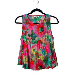BB Dakota Womens Tank Top Multi-Color XS  Pleated Floral Print